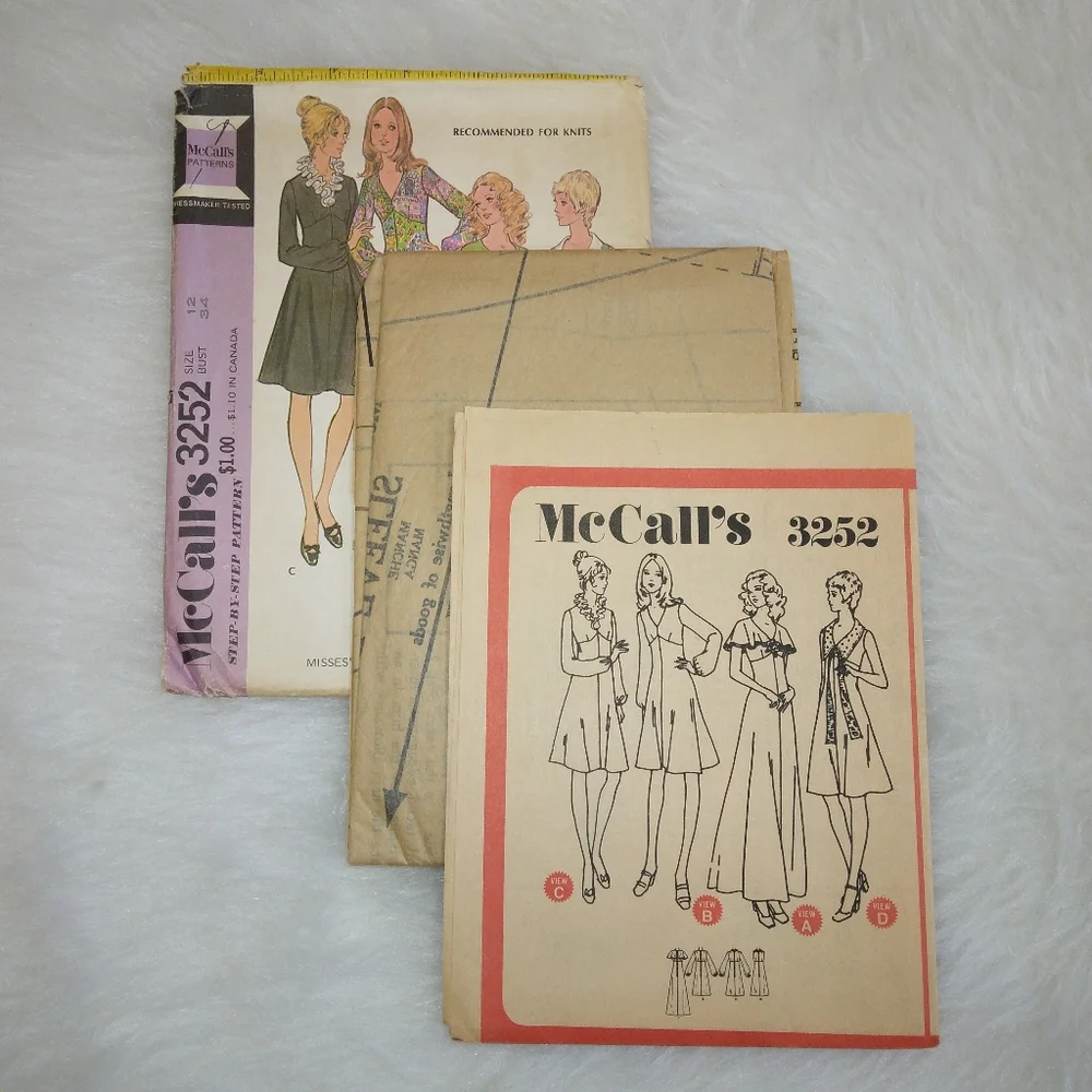 MCCALL'S 3252 Misses' & Junior Dress w/neckline sleeve length variations…